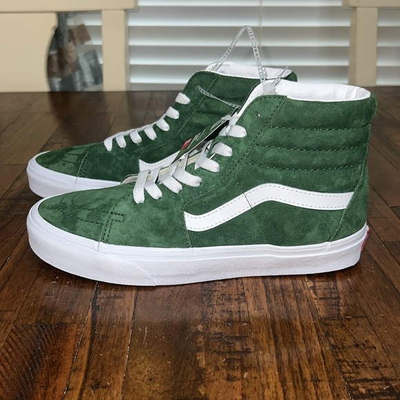 Vans Sk8 hi White and Green Sneakers in Douglas Fir Suede Waffle Sole HEIQ - Picture 3 of 13